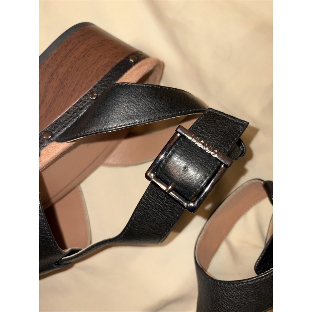 Vionic Faye Clog Sandals 7 Black Leather Buckle Strap Adjustable Platform EU 38 - Picture 8 of 13